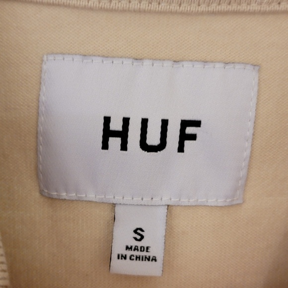 HUF Patches Polo Tee Women’s Size Small Stone Long Sleeve T-Shirt Cropped Skater - Picture 5 of 7